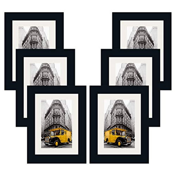 Art Emotion Solid Wood Picture Frame with 2MM Glass Hangers and Easel Included for Wall or Tabletop Black 5x7 Frame for 4x6 Photo Pack of 6 5x7 Without Mat Horizontal or Vertical Display